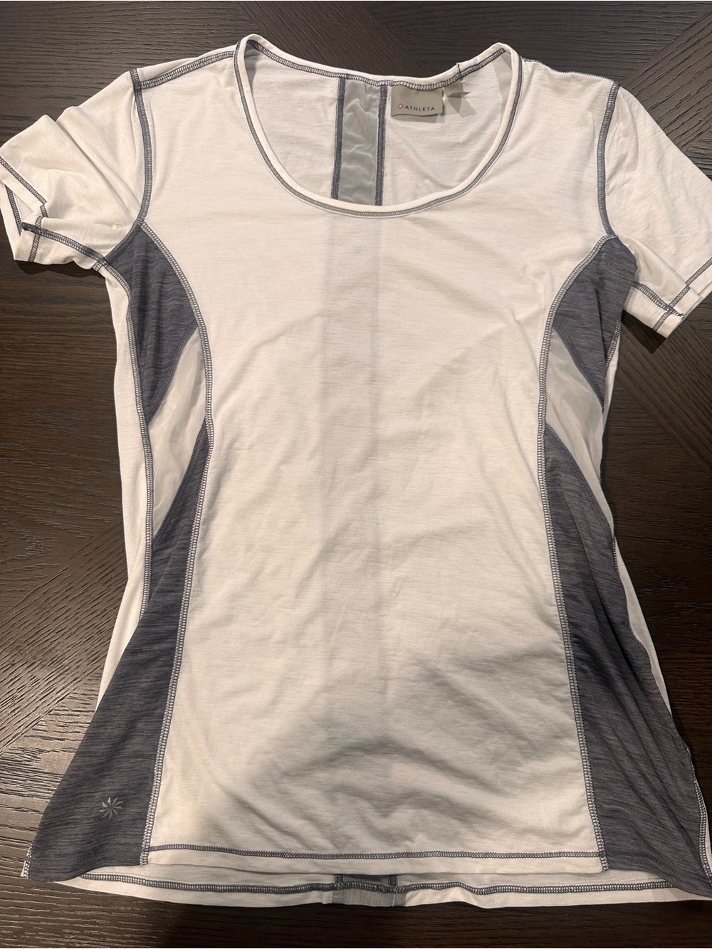 Athleta White Tee with Gray Side Panels